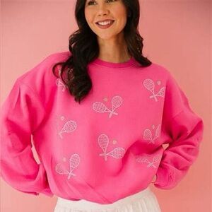 Judith March Pink Tennis Bling Sweater